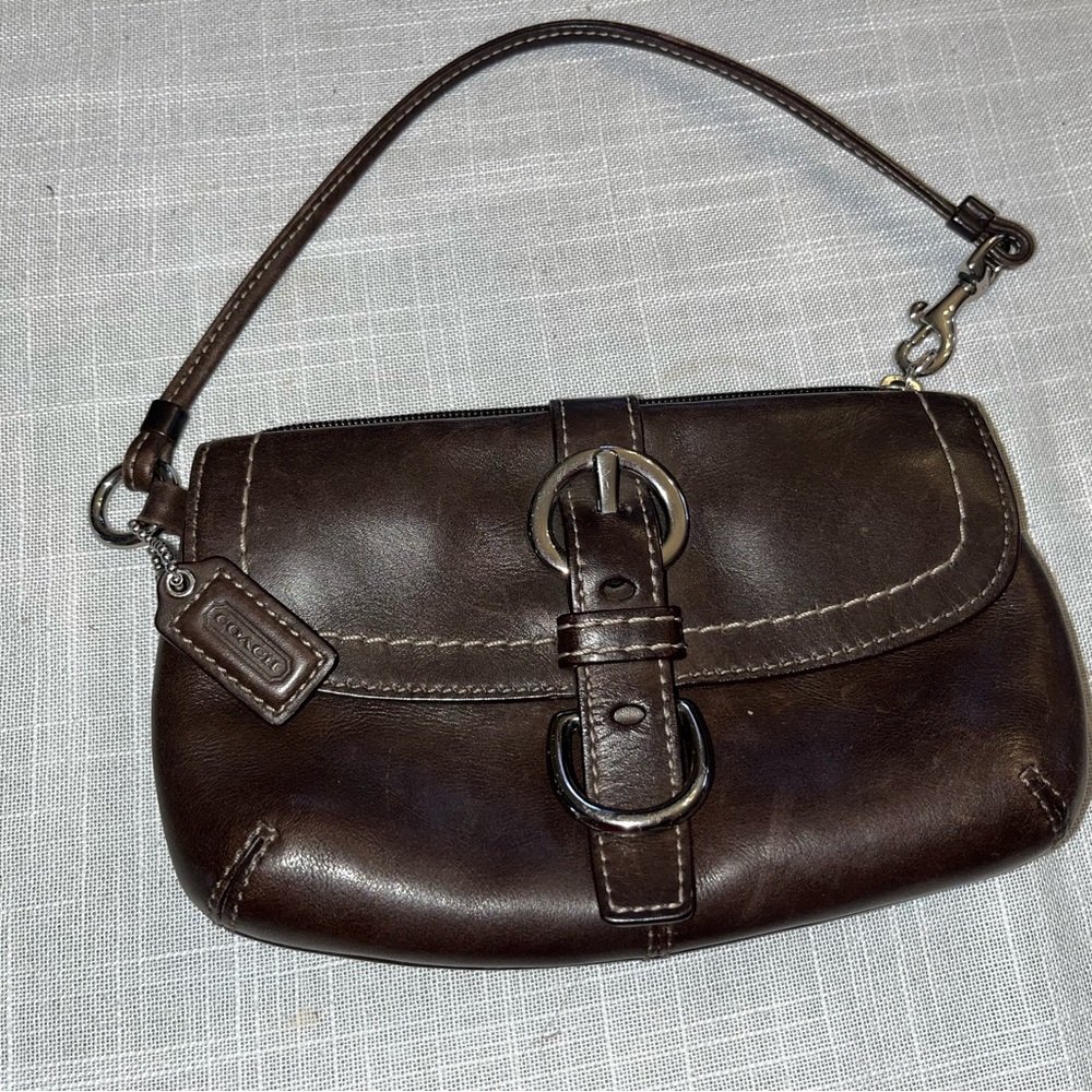 Small brown leather Coach purse